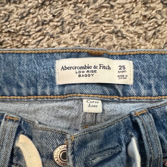 Abercrombie & Fitch Blue Straight Leg Jeans with White Tie - Picture 2 of 3